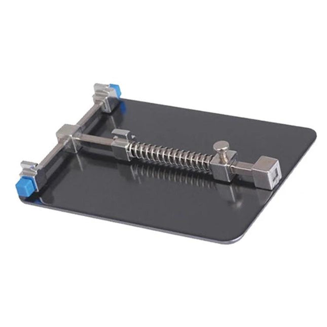 Kaisi Universal PCB Holder for Smartphone Repair Tools holding a smartphone circuit board on adjustable metal clamp platform