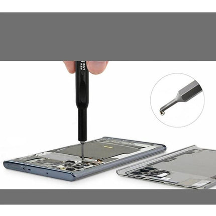 BEST Professional 9-in-1 Disassembly Tool Kit for Samsung Smartphones screwdriver removing screw from opened Samsung phone repair