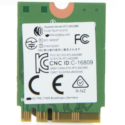 Dual Band Wireless Network Adapter with Bluetooth for Laptops shown as NGFF M.2 card with Realtek label and gold edge connector