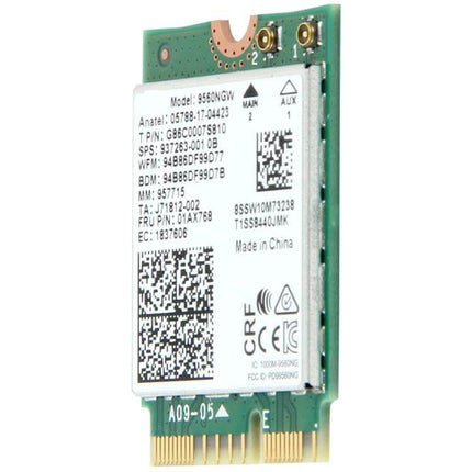 Intel Wireless Card for Laptop Internet Connectivity - dual-band M.2 WiFi card shown with antenna connectors and gold edge contacts
