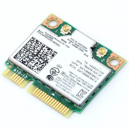 Dual Band Wireless WiFi Card with Bluetooth for Laptops replacement module showing M.2 card with connectors and antenna ports
