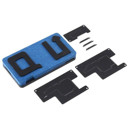 Qianli Stencil Platform for iPhone X, XS, and XS Max Repair - alignment jig kit with foam holder and metal stencils for precise screen/battery repairs