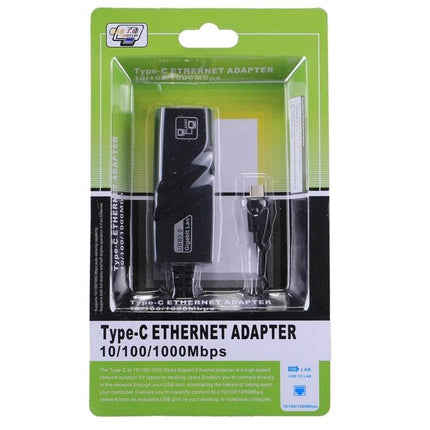 15cm USB-C to RJ45 Gigabit Ethernet Network Adapter in retail packaging showing Type-C to Ethernet adapter and cable
