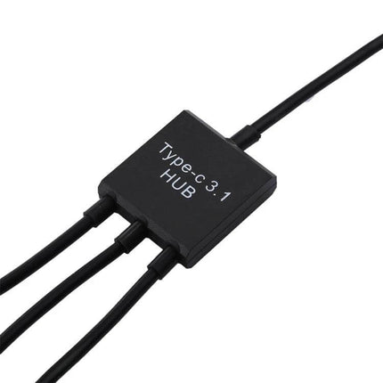 Portable USB-C Adapter with Dual USB and Micro USB Ports - compact Type-C 3.1 hub for connecting flash drives, mouse and charging on the go