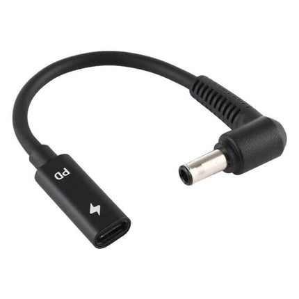 Compact 15cm Barrel to Type-C Female Adapter Cable for Charging, short right-angle barrel to USB-C female charging adapter