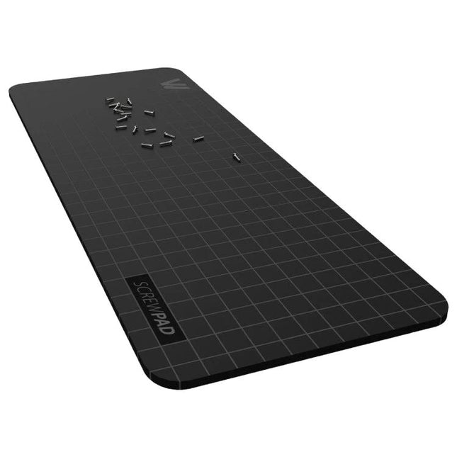 Wowstick Wowpad Compact Magnetic Pad for Screw Organization - black magnetic screw organizer pad with grid and scattered screws