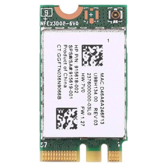Replacement Wireless Network Card for HP Laptops Compatibility - green m.2 WiFi card with gold contacts and white label