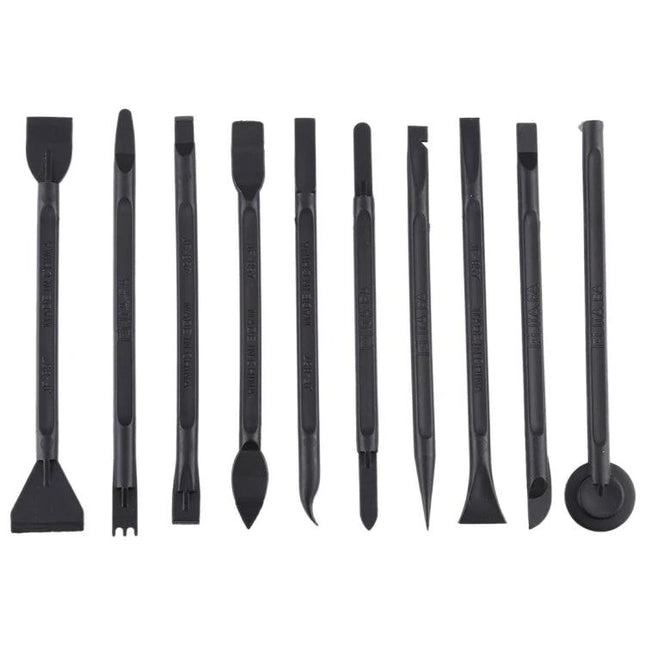 Jiafa 10 in 1 Repair Tool Kit for Mobile Phones and Tablets — ten black plastic pry and opening tools for phone and tablet repair
