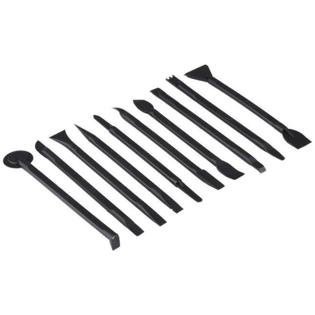 Jiafa 10 in 1 Repair Tool Kit for Mobile Phones and Tablets – 10 black precision plastic pry and opening tools for screen and battery repair