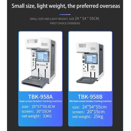 Automatic Mini Laser Marking Machine for Custom Designs on Metals compact TBK-958 model for precise metal and phone case engraving