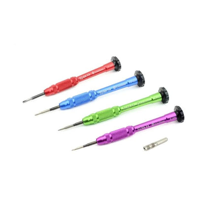 JIAFA 21-in-1 Repair Tool Set with Carrying Bag - four precision screwdrivers in red blue green purple for smartphone and laptop repairs