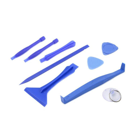JIAFA 21-in-1 Repair Tool Set with Carrying Bag showing blue plastic pry tools, picks and suction cup for smartphone and laptop repairs
