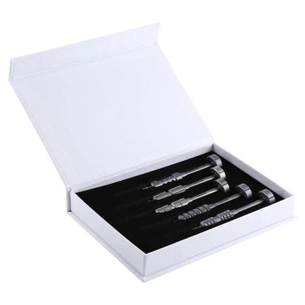QIANLI 5-in-1 Magnetic Screwdriver Set for Device Repairs in white gift box with five precision magnetic screwdrivers