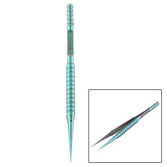 2UUL Titanium Precision Tweezer for Microscope Work - iridescent titanium fine-point tweezer for electronics repair and microscope assembly