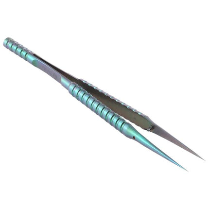 Alt Tag: 2UUL Titanium Precision Tweezer for Microscope Work – slim, grooved titanium tweezers with fine pointed tips for electronics and microscope assembly