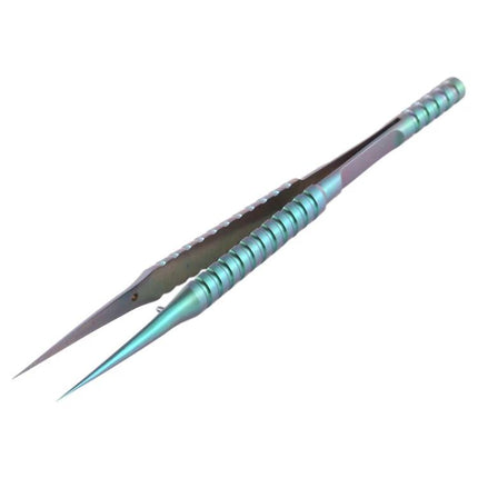 2UUL Titanium Precision Tweezer for Microscope Work - angled titanium tweezer with fine pointed tips for electronics and microscope assembly