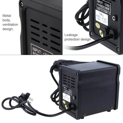 Kaisi K-858D SMD Hot Air Soldering Station With EU Plug compact benchtop unit showing metal body, ventilation and EU power cord