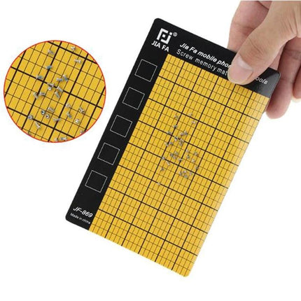 Universal Magnetic Screw Mat for Phone Repair and Organization, 14.5x9cm - yellow magnetic grid mat holding tiny screws for phone repair organization