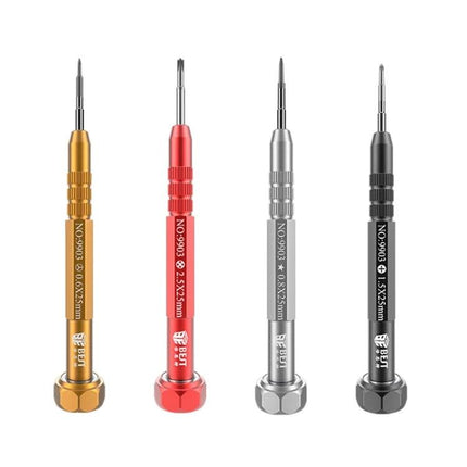 BEST 4-in-1 Screwdriver Set for Apple Phone Maintenance - four precision aluminum screwdrivers in gold, red, silver, black for iPhone repair