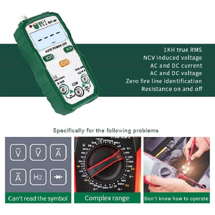 BEST Automatic Digital Multimeter for Household Electrical Testing handheld auto-ranging multimeter showing display and probe use