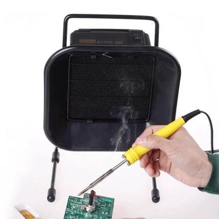 Portable Welding Smoke Absorber 220V for Cleaner Work Environment compact fume extractor near soldering hand and circuit board