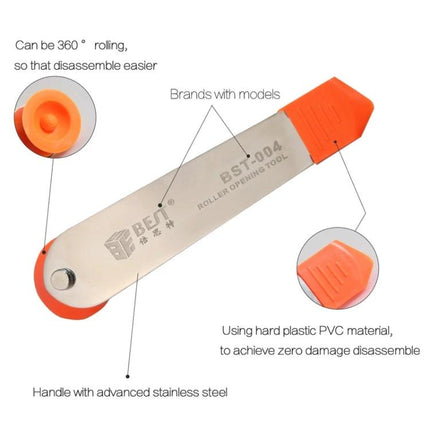 BEST Stainless Steel Pry Tool for Laptop and Mobile Repair - stainless steel roller opening tool with orange PVC tips for safe device disassembly