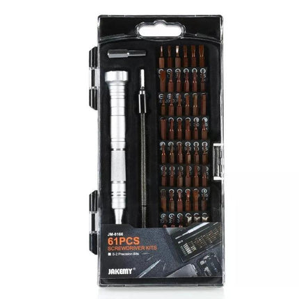 JAKEMY 61 In 1 Screwdriver Kit for Electronic Device Repair - compact 61-piece precision bit set in plastic case for phones laptops glasses consoles