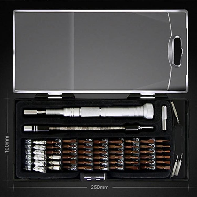 JAKEMY 61 In 1 Screwdriver Kit for Electronic Device Repair open case showing precision bits, flexible shaft and driver for laptops phones glasses consoles