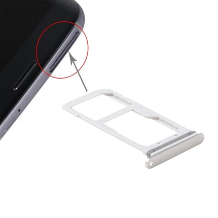 Replacement SIM and SD Card Tray for Samsung Galaxy S7 Use - white dual SIM/MicroSD tray next to phone slot
