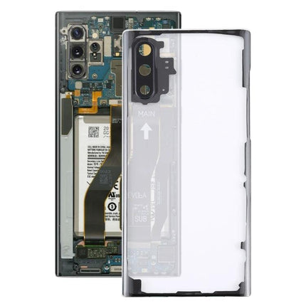 Samsung Galaxy Note 10 Back Cover for Everyday Protection clear replacement housing showing internal phone components and camera cutouts