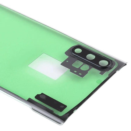 Transparent Back Cover for Samsung Galaxy Note 10+ Daily Use showing clear replacement panel with camera cutouts and adhesive backing