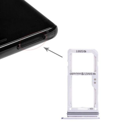 Replacement SIM Tray for Samsung Galaxy Note 8 Daily Use - white dual SIM and microSD tray with phone slot arrow