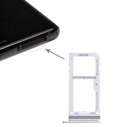Replacement SIM Tray for Samsung Galaxy Note 8 Daily Use white dual SIM microSD tray shown beside phone port