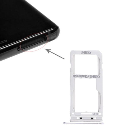 Replacement SIM Tray for Samsung Galaxy Note 8 Daily Use - white dual SIM/microSD replacement tray shown with phone slot