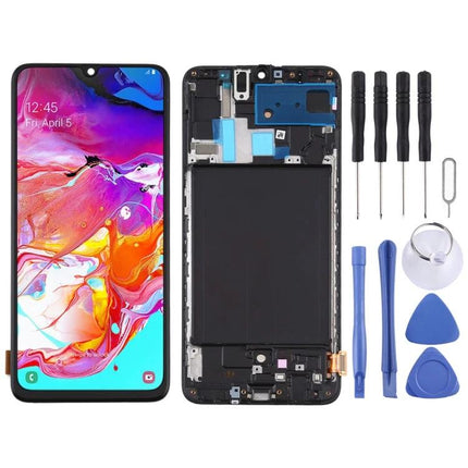 Samsung Galaxy A70 Screen Assembly for Daily Phone Use replacement display kit with tools and frame for cracked or unresponsive screens