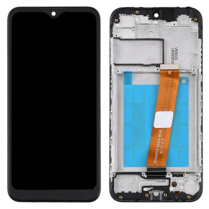 Replacement Screen for Samsung Galaxy A01 Daily Repairs replacement LCD and digitizer assembly with frame, front and back view