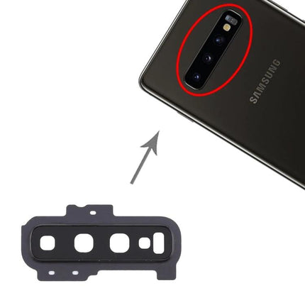 Camera Lens Cover for Samsung Galaxy S10+ Daily Protection — black protective camera lens cover shown with Galaxy S10+