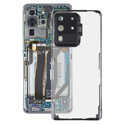 Replacement Back Cover for Samsung Galaxy S20 Ultra Daily Use - clear rear housing replacement for SM-G988 series, shows camera cutout and internal components