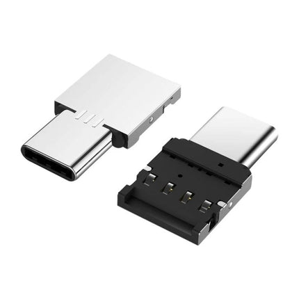 Compact USB-C Adapter for On-the-Go Phone Data Transfer - slim metal adapter connecting phone to USB drive for quick on-the-go file transfers