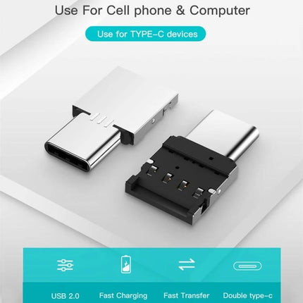 Compact USB-C Adapter for On-the-Go Phone Data Transfer showing silver Type-C adapter and USB drive for fast mobile file transfer