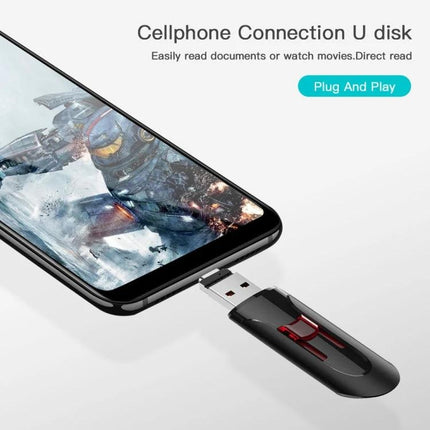 Compact USB-C Adapter for On-the-Go Phone Data Transfer — phone connected to USB flash drive for plug-and-play file transfer