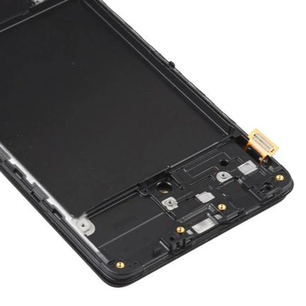 Samsung Galaxy A71 Replacement Screen for Everyday Phone Use - black replacement display assembly showing connectors and frame