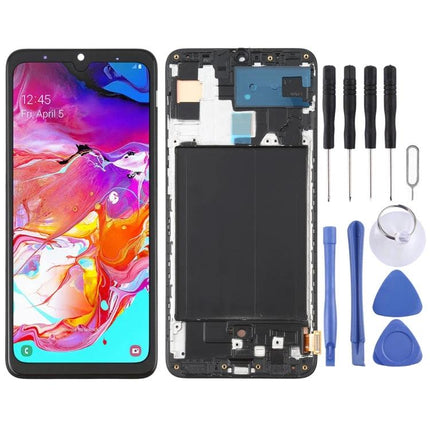 Samsung Galaxy A70 Replacement Screen For Everyday Phone Use LCD touch digitizer assembly with frame and repair tools for cracked or unresponsive display