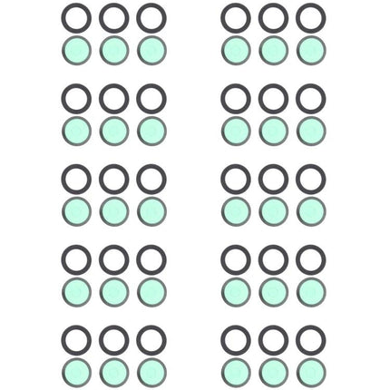 Samsung Galaxy S21 Camera Lens for Daily Phone Maintenance replacement lens and gasket set shown in multiple mint-green camera glass pieces