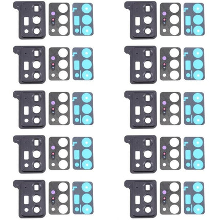 Samsung Galaxy Note20 Ultra Camera Lens Cover for Daily Use - replacement camera lens cover set arranged in grid, black frames with blue adhesive rings