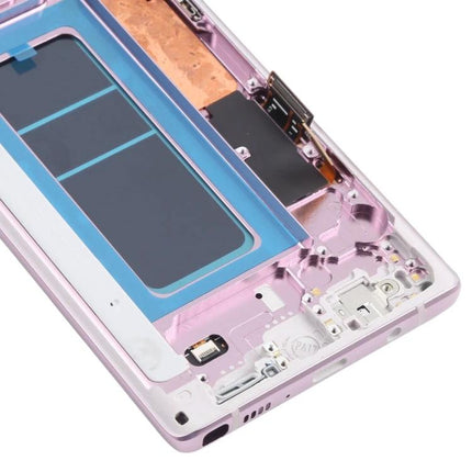 Essential Replacement Screen for Samsung Galaxy Note9 Everyday Use pink OLED replacement assembly showing internal frame and connector