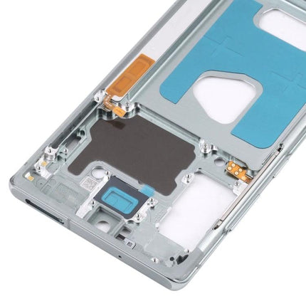 Samsung Galaxy Note20 Frame Replacement for Daily Repairs - silver middle frame bezel with adhesive and component cutouts