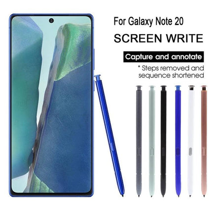 Samsung Galaxy Note20 Stylus Pen for Everyday Note-Taking - blue replacement S Pen with multiple color options shown next to Galaxy Note20