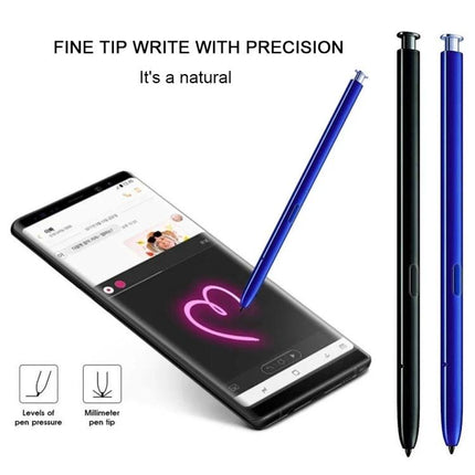 Samsung Galaxy Note20 Stylus Pen for Everyday Note-Taking shown writing a pink heart on a Note20 screen, blue and black replacement S Pen next to phone