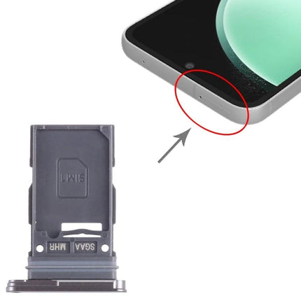 Samsung Galaxy S23 FE SIM Card Tray for Daily Phone Essentials - replacement tray next to phone with circled SIM slot